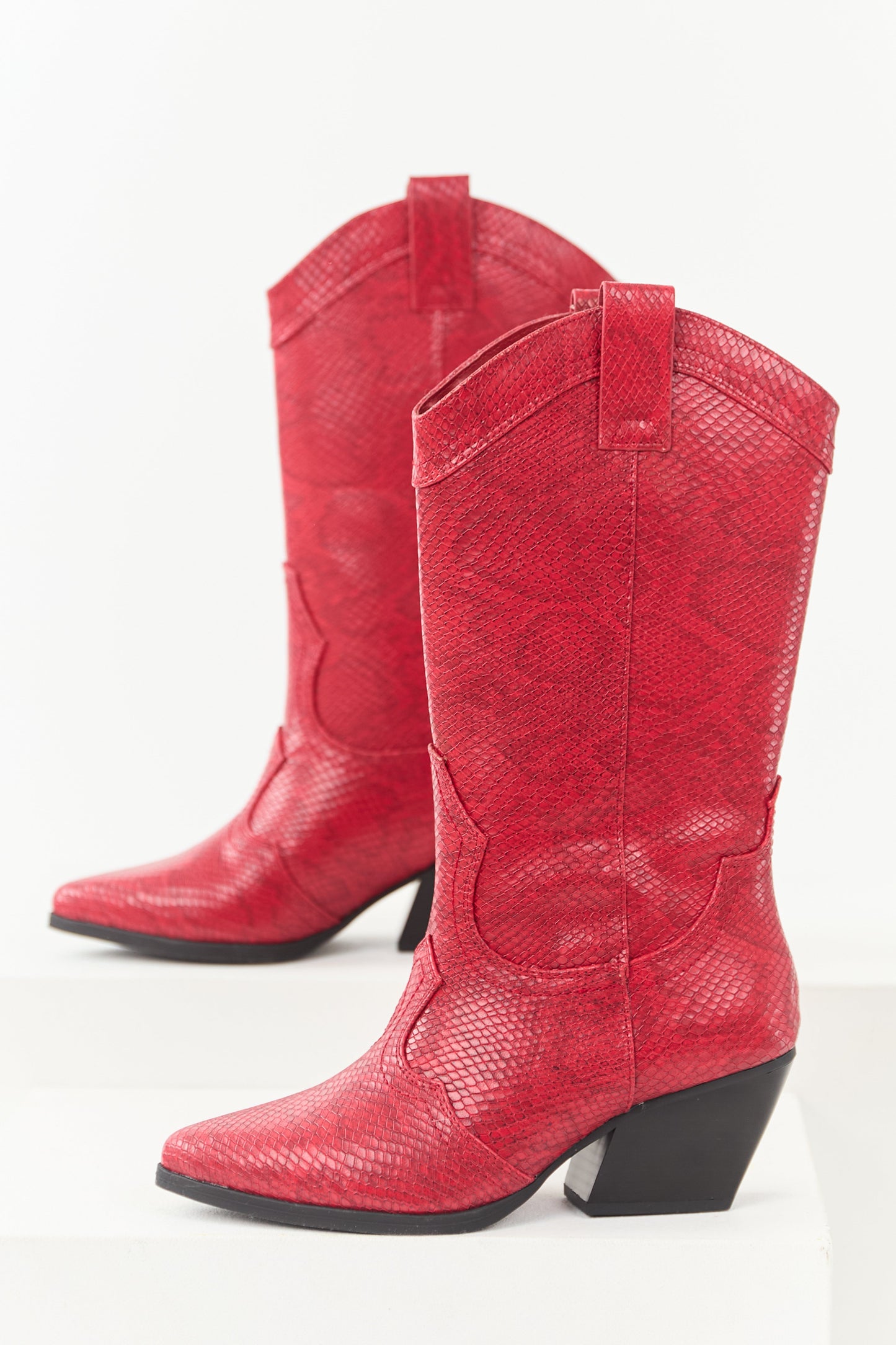 Ruby Snakeskin Pattern Tall Western Boots