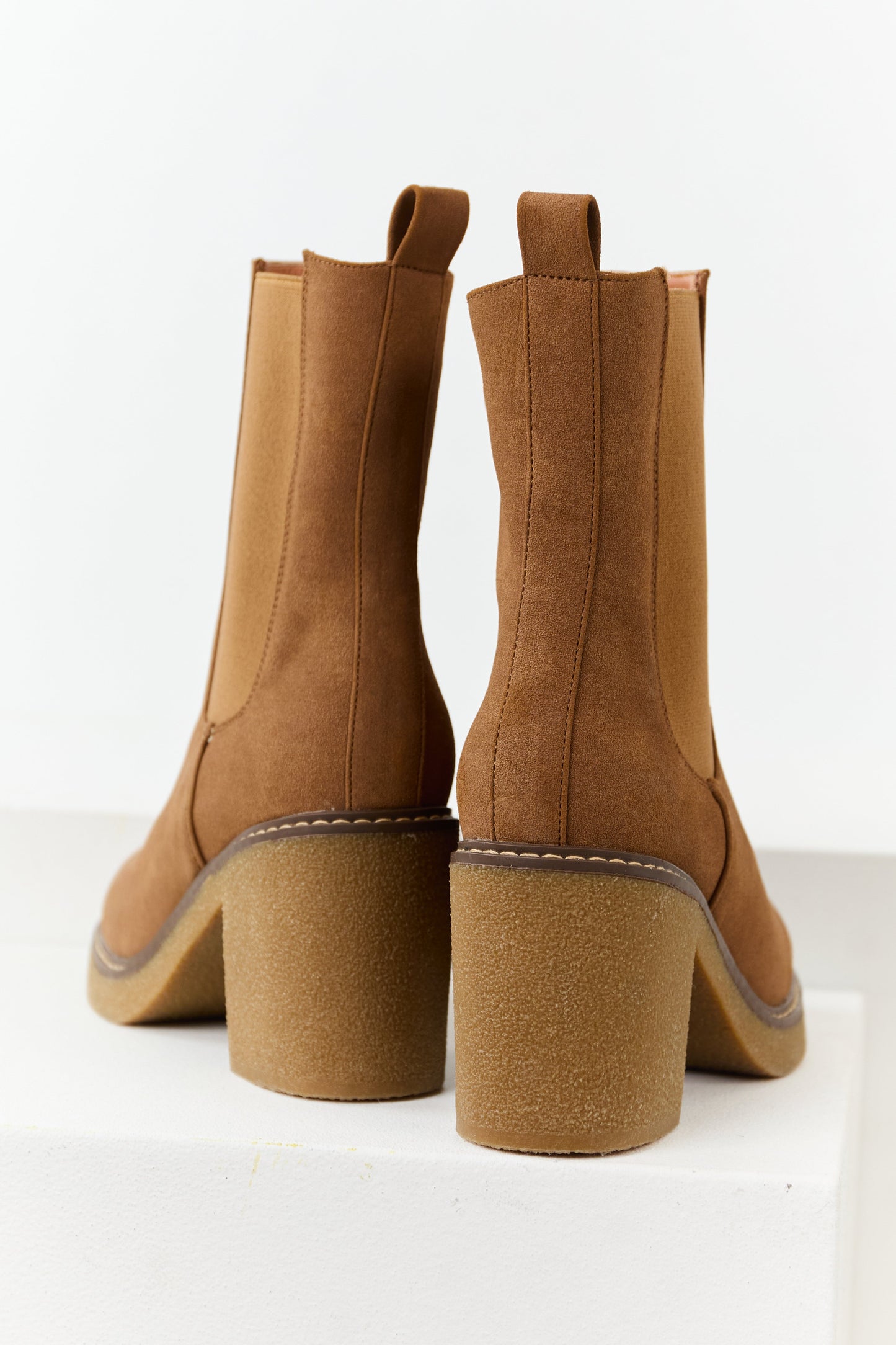 Spice Faux Suede Round Toe Block Heel Short Boots